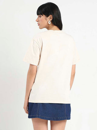 Madame Patchwork Detailed Cotton Beige Top