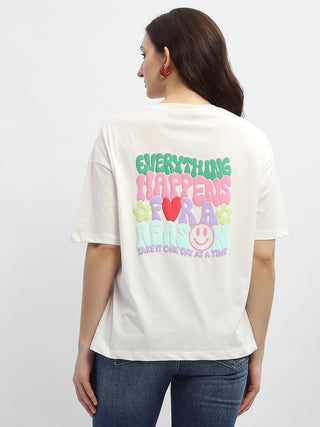 Madame Typography White Cotton T-Shirt