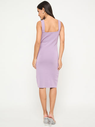 Madame Keyhole Detail Lilac Midi Bodycon Dress