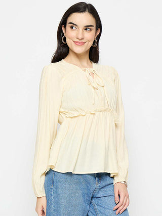 Madame Cinch Waist Off White Peplum Top