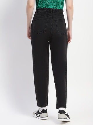 Madame Cotton Solid Black Straight Denim