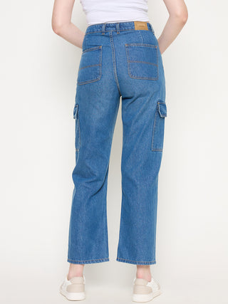 Madame Cotton Straight Fit Mid Blue Denim
