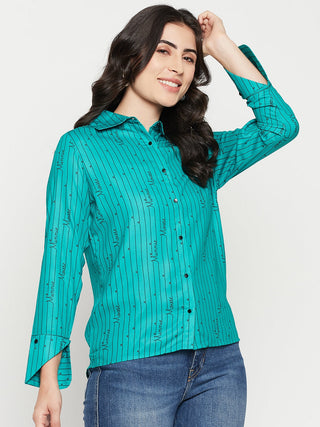 Madame Disney Printed Green Shirt