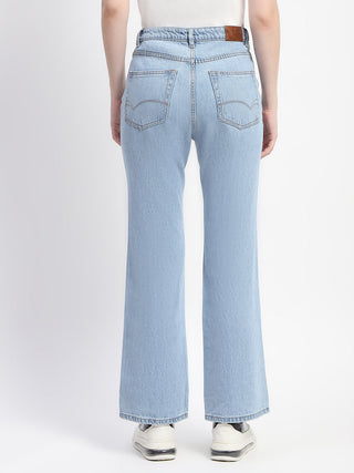 Madame Ice Blue Ripped Flared Denim