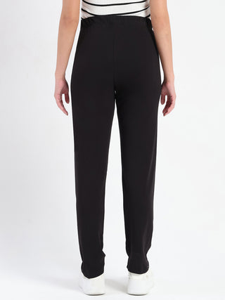 Madame Black Cotton Blend Track Bottoms