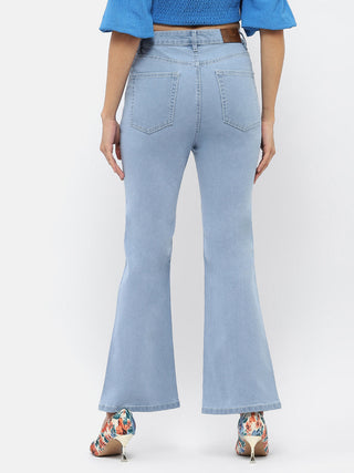 Madame Solid Light Blue Flared Jeans