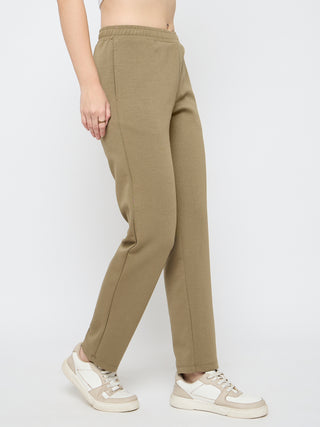 mSECRET Straight Fit Olive Green Rayon Blend Track Bottoms