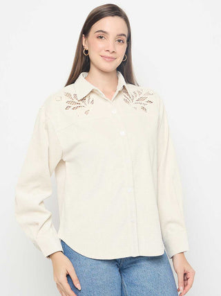Madame Cutwork Detailed Off White Shirt