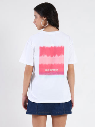 Madame Front Graphic Print Half Sleeve White Sinker T-shirt