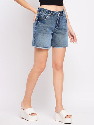 Madame Blue Mid Rise Denim Shorts