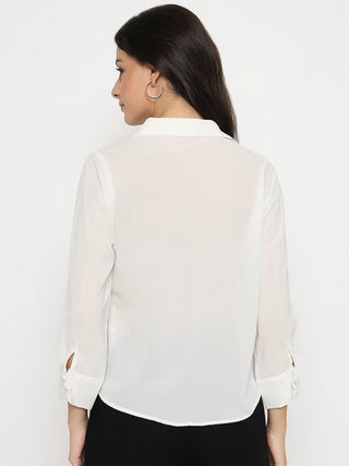 Madame Solid White Full Sleeve Shirt