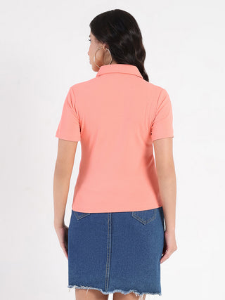 Madame  Solid Carrot Polo Pique T-shirt