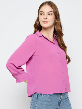 Madame Solid Fucshia Pink Shirt