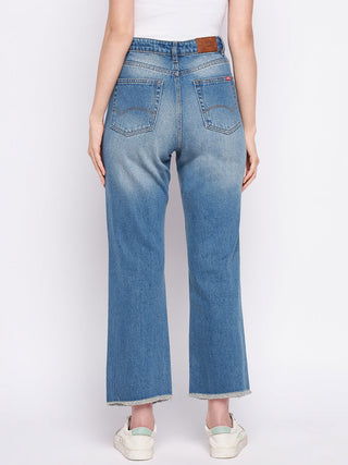 Madame Ripped Mi-Rise Double Wash Flared Jeans