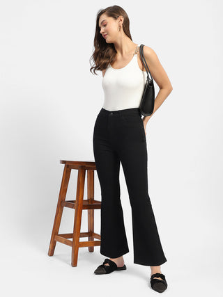 Madame Solid Black Flared Jeans
