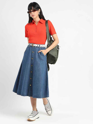 Madame Solid Red Polo Pique T-Shirt