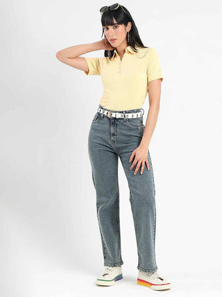 Madame Solid Yellow Polo Pique T-Shirt