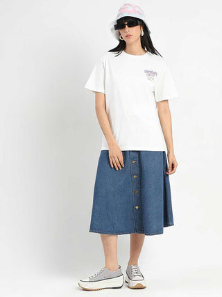 Madame Graphic Printed Round Neck White Sinker T-Shirt