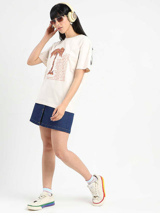 Madame Patchwork Detailed Cotton Beige Top