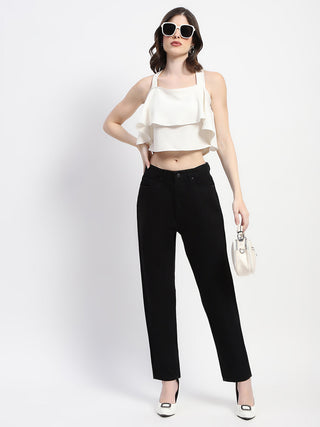 Madame Straight Fit Solid Black Denim