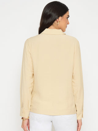 Madame Embellished Beige Rayon Blend Shirt