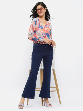 Madame Solid Blue Flared Jeans