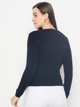 Madame Embellished Black Crop Sweater