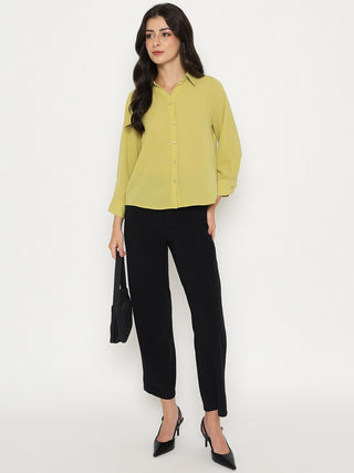 Madame Solid Cyber Lime Full Sleeve Shirt