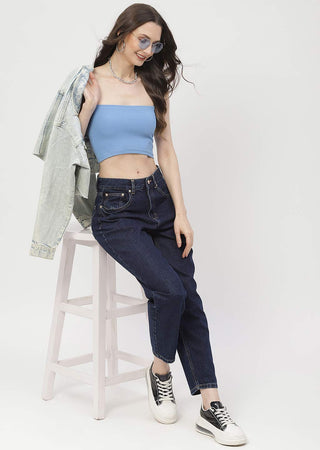 Madame Low Rise Dark Blue Mom Fit Jeans