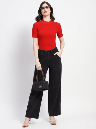 Madame Slant Pocket Flared Black Denim