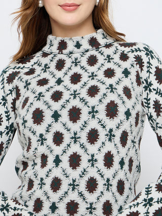 Madame Geometric Print Multicolor Sweater