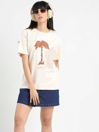 Madame Patchwork Detailed Cotton Beige Top