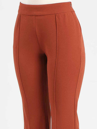 Madame Front Seam Detail Rust Red Wide Leg Trousers