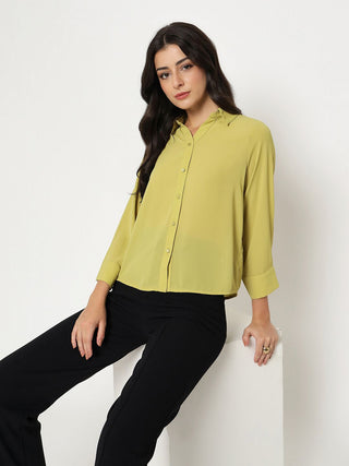 Madame Solid Cyber Lime Full Sleeve Shirt