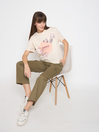 Madame Cotton Straight Green Cargo Pants