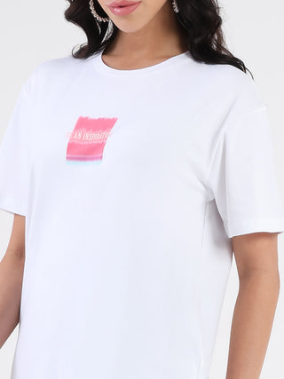 Madame Front Graphic Print Half Sleeve White Sinker T-shirt