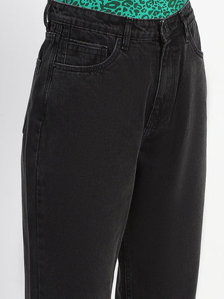 Madame Cotton Solid Black Straight Denim