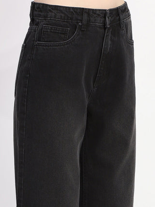 Madame Frayed Hem Black Flared Denim