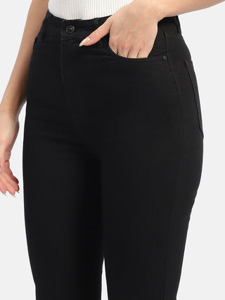 Madame Solid Black Flared Jeans