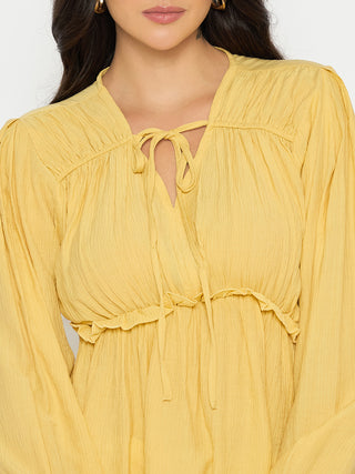 Madame Cinch Waist Yellow Peplum Top