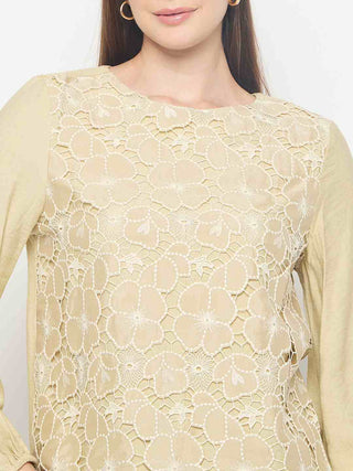 Madame Lace Floral Overlay Lemon Green Top