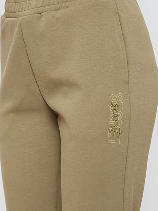 mSECRET Straight Fit Olive Green Rayon Blend Track Bottoms