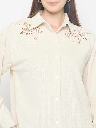 Madame Cutwork Detailed Off White Shirt