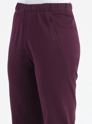 Madame Dark Purple Cotton Blend Track Bottoms