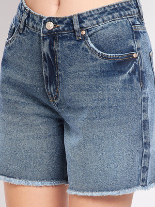 Madame Blue Mid Rise Denim Shorts