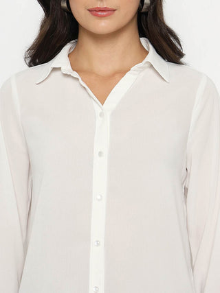 Madame Solid White Full Sleeve Shirt