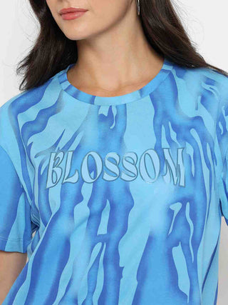 Madame Typography Print Half Sleeve Air Force Cotton T-shirt