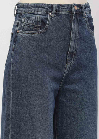 Madame Light Washed Dark Blue Wide Leg Jeans