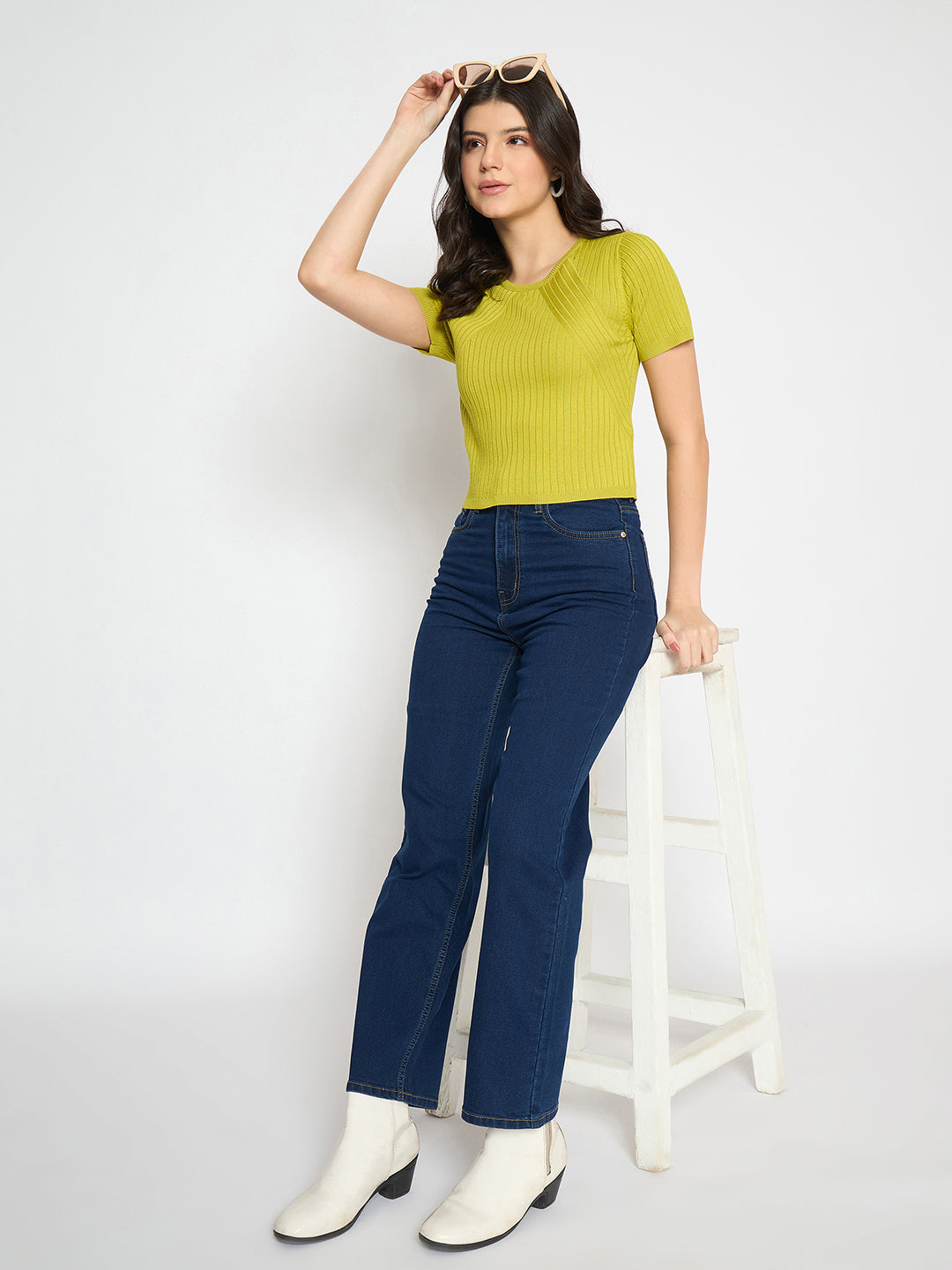 Madame Straight Fit Dark Blue Denim Jeans color swatch