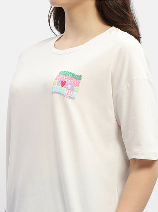 Madame Typography White Cotton T-Shirt